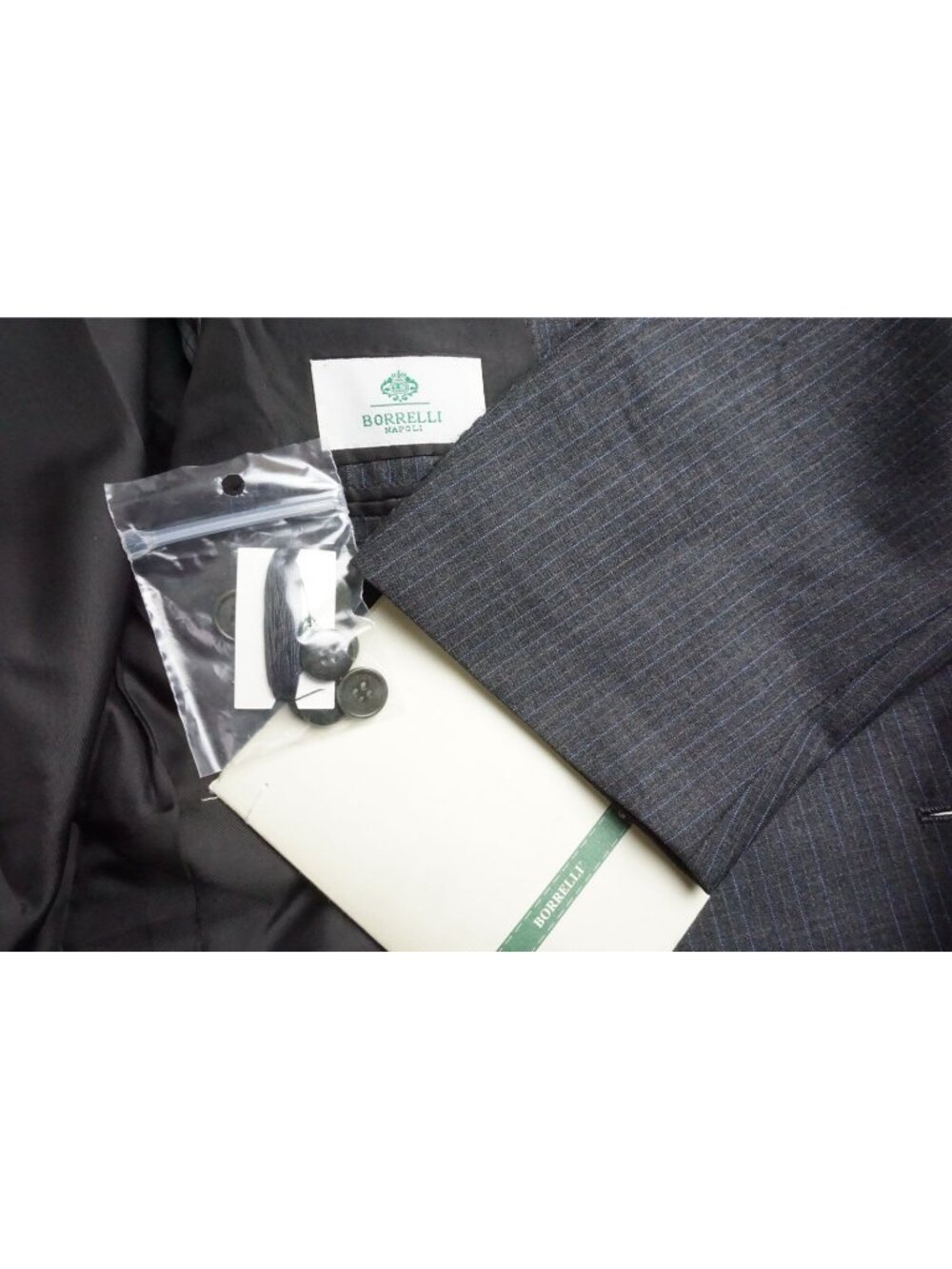 Borrelli Gray Blue Striped Cashmere Wool 2 Pc Suit Jacket Pants 42R US 52 EU NEW